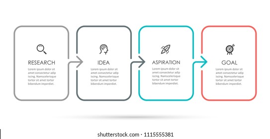 Vector Infographic thin line design with icons and 4 options or steps. Infographics for business concept. Can be used for presentations banner, workflow layout, process diagram, flow chart, info graph