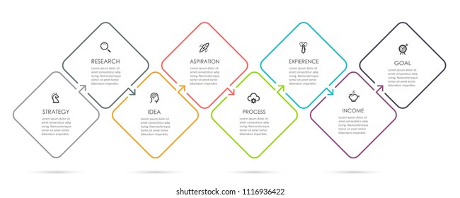 Vector Infographic thin line design with icons and 8 options or steps. Infographics for business concept. Can be used for presentations banner, workflow layout, process diagram, flow chart, info graph