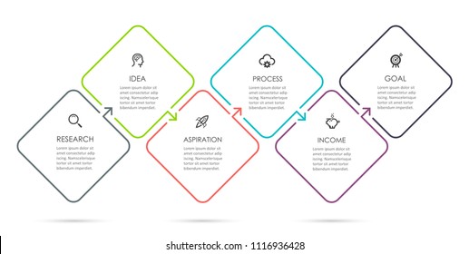 Vector Infographic thin line design with icons and 6 options or steps. Infographics for business concept. Can be used for presentations banner, workflow layout, process diagram, flow chart, info graph