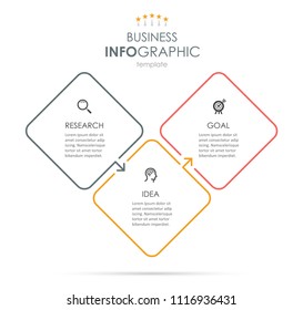 Vector Infographic thin line design with icons and 3 options or steps. Infographics for business concept. Can be used for presentations banner, workflow layout, process diagram, flow chart, info graph