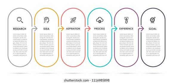 Vector Infographic thin line design with icons and 6 options or steps. Infographics for business concept. Can be used for presentations banner, workflow layout, process diagram, flow chart, info graph
