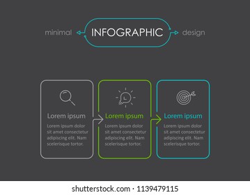Vector Infographic thin line design with icons and 3 options or steps. Infographics for business concept. Can be used for presentations banner, workflow layout, process diagram, flow chart, info graph