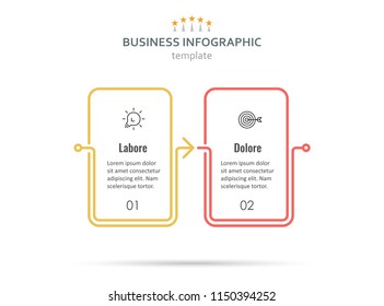 Vector Infografik dünne Linie Design mit Symbolen und 2 Optionen oder Schritte.Infografiken für das Geschäftskonzept. Kann für Präsentationen verwendet werden Banner, Workflow-Layout, Prozessdiagramm, Flussdiagramm, Infografik