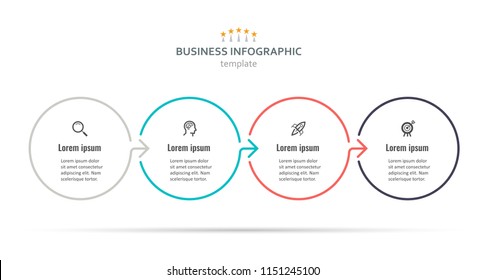 Vector Infographic thin line design with icons and 4 options or steps. Infographics for business concept. Can be used for presentations banner, workflow layout, process diagram, flow chart, info graph