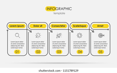 Vector Infographic thin line design with icons and 5 options or steps. Infographics for business concept. Can be used for presentations banner, workflow layout, process diagram, flow chart, info graph