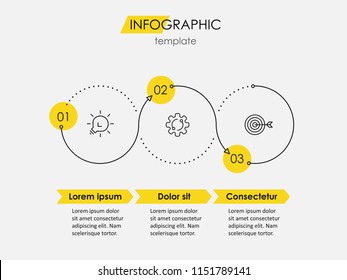 Vector Infographic thin line design with icons and 3 options or steps. Infographics for business concept. Can be used for presentations banner, workflow layout, process diagram, flow chart, info graph