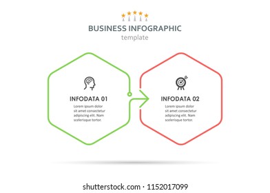 Vector Infographic thin line design with icons and 2 options or steps. Infographics for business concept. Can be used for presentations banner, workflow layout, process diagram, flow chart, info graph