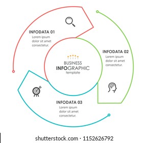 Vector Infographic thin line design with circular arrows. Can be used for cycling diagram, graph, presentation and round chart. Business concept with 3 options, parts, steps or processes.