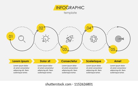 Vector Infographic thin line design with icons and 5 options or steps. Infographics for business concept. Can be used for presentations banner, workflow layout, process diagram, flow chart, info graph