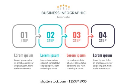 Vector Infographic thin line design with 4 options or steps. Infographics for business concept. Can be used for presentations banner, workflow layout, process diagram, flow chart, info graph