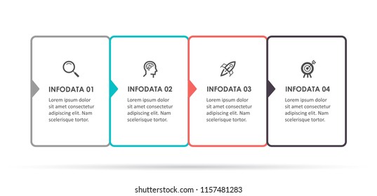 Vector Infographic thin line design with icons and 4 options or steps. Infographics for business concept. Can be used for presentations banner, workflow layout, process diagram, flow chart, info graph