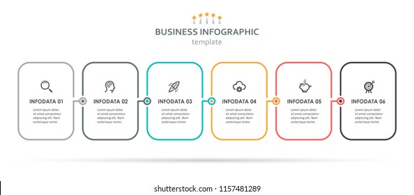 Vector Infographic thin line design with icons and 6 options or steps. Infographics for business concept. Can be used for presentations banner, workflow layout, process diagram, flow chart, info graph