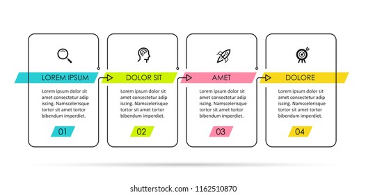 Vector Infographic thin line design with icons and 4 options or steps. Infographics for business concept. Can be used for presentations banner, workflow layout, process diagram, flow chart, info graph