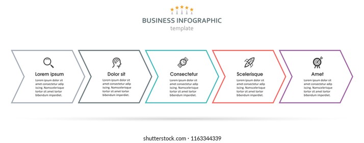 Vector Infographic thin line design with icons and 5 options or steps. Infographics for business concept. Can be used for presentations banner, workflow layout, process diagram, flow chart, info graph