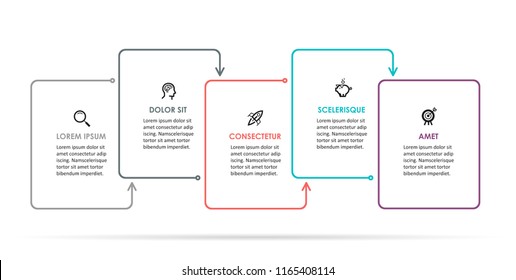 Vector Infographic thin line design with icons and 5 options or steps. Infographics for business concept. Can be used for presentations banner, workflow layout, process diagram, flow chart, info graph