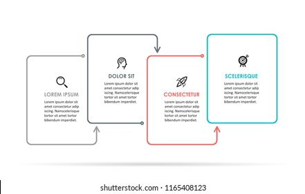 Vector Infographic thin line design with icons and 4 options or steps. Infographics for business concept. Can be used for presentations banner, workflow layout, process diagram, flow chart, info graph