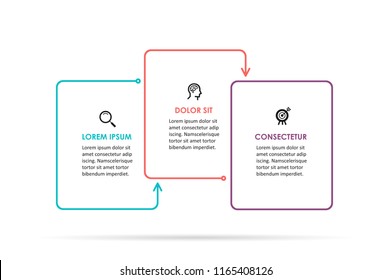 Vector Infographic thin line design with icons and 3 options or steps. Infographics for business concept. Can be used for presentations banner, workflow layout, process diagram, flow chart, info graph