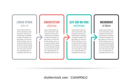 Vector Infographic thin line design with columns and 4 options or steps. Can be used for presentations banner, workflow layout, process diagram, flow chart, info graph