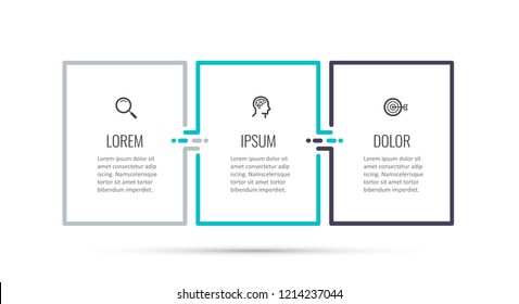 Vector Infographic thin line design with icons and 3 options or steps. Infographics for business concept. Can be used for presentations banner, workflow layout, process diagram, flow chart, info graph