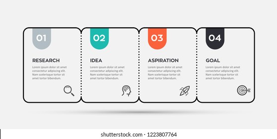 Vector Infographic thin line design with icons and 4 options or steps. Infographics for business concept. Can be used for presentations banner, workflow layout, process diagram, flow chart, info graph