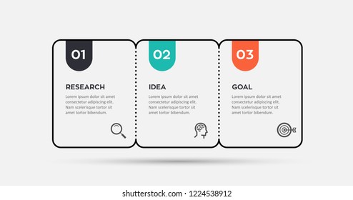 Vector Infographic thin line design with icons and 3 options or steps. Infographics for business concept. Can be used for presentations banner, workflow layout, process diagram, flow chart, info graph