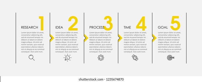 Vector Infographic thin line design with icons and 5 options or steps. Infographics for business concept. Can be used for presentations banner, workflow layout, process diagram, flow chart, info graph