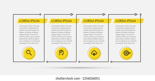 Vector Infographic thin line design with icons and 4 options or steps. Infographics for business concept. Can be used for presentations banner, workflow layout, process diagram, flow chart, info graph
