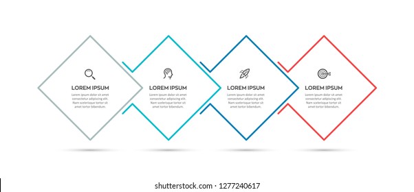 Vector Infographic thin line design with icons and 4 options or steps. Infographics for business concept. Can be used for presentations banner, workflow layout, process diagram, flow chart, info graph