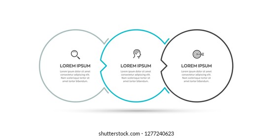 Vector Infographic thin line design with icons and 3 options or steps. Infographics for business concept. Can be used for presentations banner, workflow layout, process diagram, flow chart, info graph