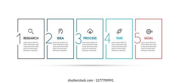 Vector Infographic thin line design with icons and 5 options or steps. Infographics for business concept. Can be used for presentations banner, workflow layout, process diagram, flow chart, info graph