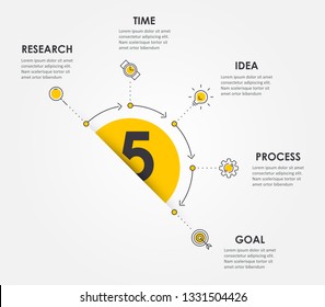 Vector Infographic thin line design with icons and 5 options or steps. Infographics for business concept. Can be used for presentations banner, workflow layout, process diagram, flow chart, info graph