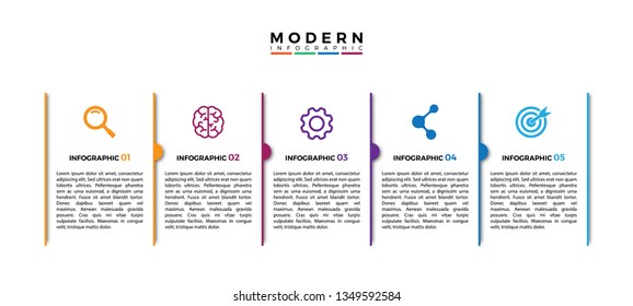Vector Infographic thin line design with icons and 5 options or steps. Infographics for business concept. Can be used for presentations banner, workflow layout, process diagram, flow chart, info graph