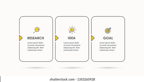 Vector Infographic thin line design with icons and 3 options or steps. Infographics for business concept. Can be used for presentations banner, workflow layout, process diagram, flow chart, info graph