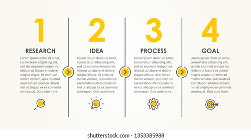 Vector Infographic thin line design with icons and 4 options or steps. Infographics for business concept. Can be used for presentations banner, workflow layout, process diagram, flow chart, info graph