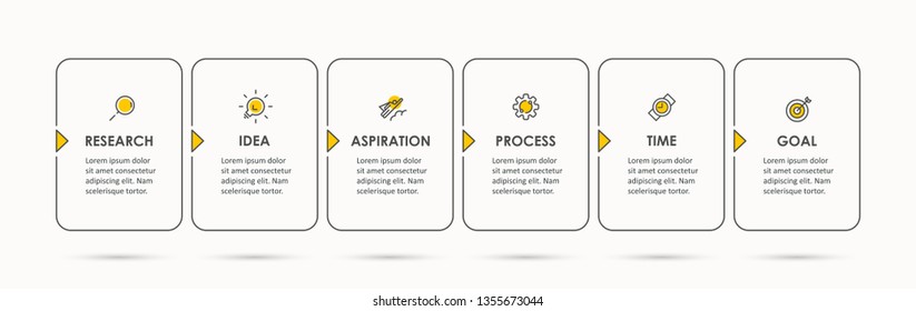 Vector Infographic thin line design with icons and 6 options or steps. Infographics for business concept. Can be used for presentations banner, workflow layout, process diagram, flow chart, info graph