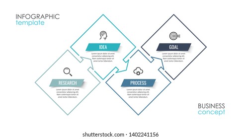 Vector Infographic thin line design with icons and 4 options or steps. Infographics for business concept. Can be used for presentations banner, workflow layout, process diagram, flow chart, info graph
