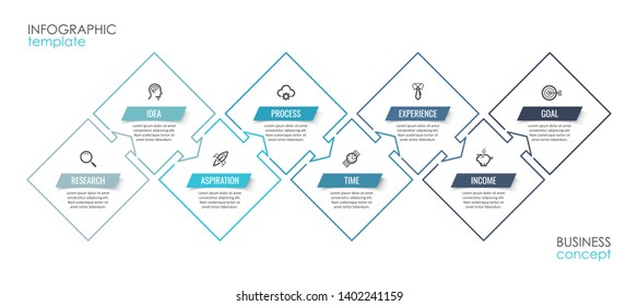 Vector Infographic thin line design with icons and 8 options or steps. Infographics for business concept. Can be used for presentations banner, workflow layout, process diagram, flow chart, info graph