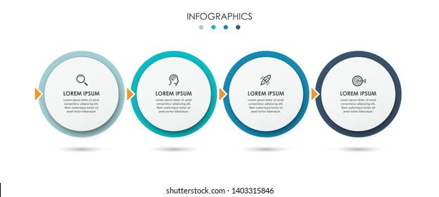 Vector Infographic thin line design with icons and 4 options or steps. Infographics for business concept. Can be used for presentations banner, workflow layout, process diagram, flow chart, info graph