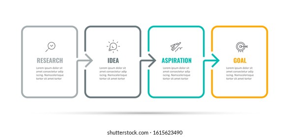 Vector Infographic thin line design with icons and 4 options or steps. Infographics for business concept. Can be used for presentations banner, workflow layout, process diagram, flow chart, info graph