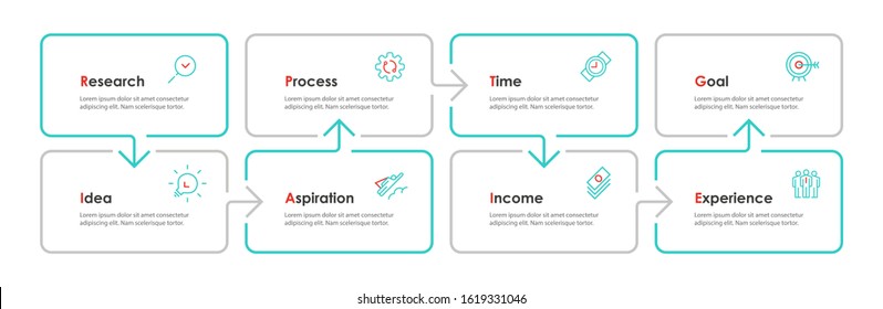 Vector Infographic thin line design with icons and 8 options or steps. Infographics for business concept. Can be used for presentations banner, workflow layout, process diagram, flow chart, info graph