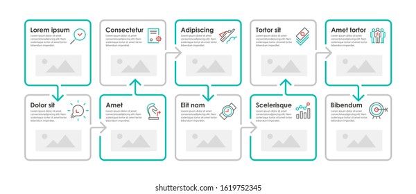 Vector Infographic Thin Line Design With Icons And 10 Options Or Steps. Infographics For Business Concept.