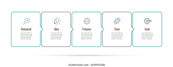Vector Infographic thin line design with icons and 5 options or steps. Infographics for business concept. Can be used for presentations banner, workflow layout, process diagram, flow chart, info graph