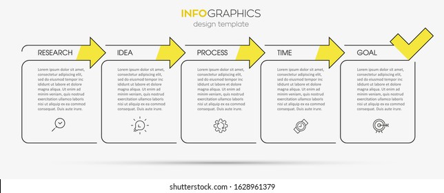 Vector Infographic thin line design with icons and 5 options or steps. Infographics for business concept. Can be used for presentations banner, workflow layout, process diagram, flow chart, info graph
