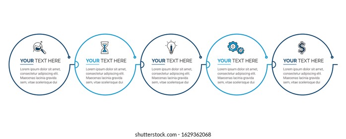 Vector Infographic thin line design with icons and options or steps. Infographics for business concept. Can be used for presentations banner, workflow layout, process diagram, flow chart, info graph