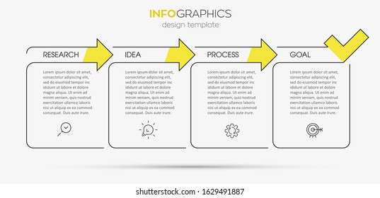 Vector Infographic thin line design with icons and 4 options or steps. Infographics for business concept. Can be used for presentations banner, workflow layout, process diagram, flow chart, info graph