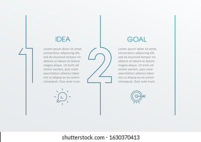 Vector Infographic thin line design with icons and 2 options or steps. Infographics for business concept. Can be used for presentations banner, workflow layout, process diagram, flow chart, info graph