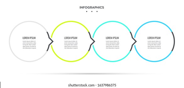 Vector Infographic thin line design template with 4 options or steps.  Can be used for process diagram, presentations, workflow layout, banner, flow chart, info graph.