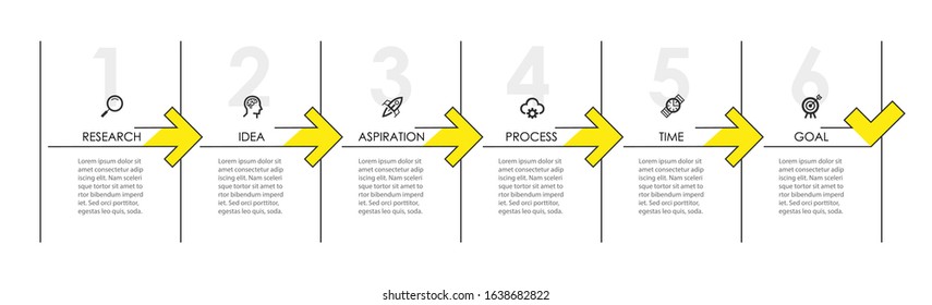 Vector Infographic thin line design with icons and 6 options or steps. Infographics for business concept. Can be used for presentations banner, workflow layout, process diagram, flow chart, info graph