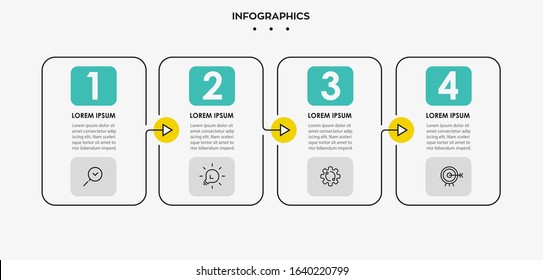 Vector Infographic thin line design with icons and 4 options or steps. Infographics for business concept. Can be used for presentations banner, workflow layout, process diagram, flow chart, info graph