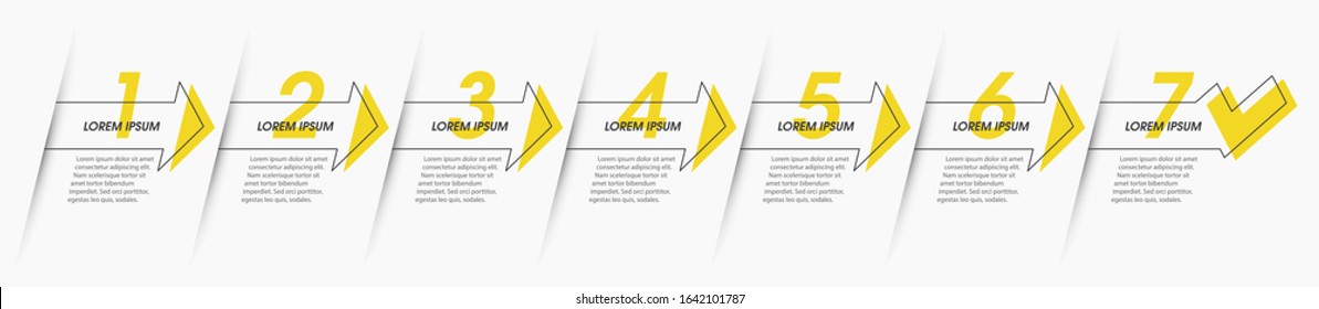 Vector Infographic thin line design with 7 options or steps. Infographics for business concept. Can be used for presentations banner, workflow layout, process diagram, flow chart, info graph